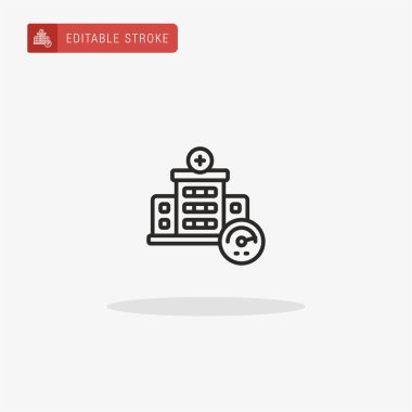 Hastane ikon vektörü. Sunum için hastane simgesi.