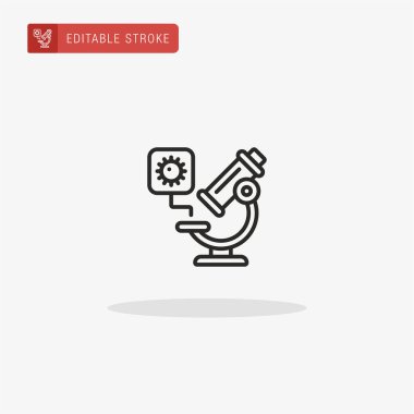 Mikroskop ikon vektörü. Sunum için mikroskop simgesi.