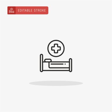 Hastane yatak ikonu vektörü. Sunum için Hastane Yatak simgesi.