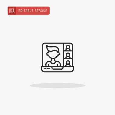 Video konferans ikon vektörü. Sunum için video konferans simgesi.