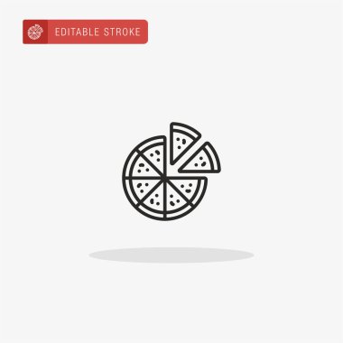 Pizza ikonu vektörü. Sunum için pizza simgesi.