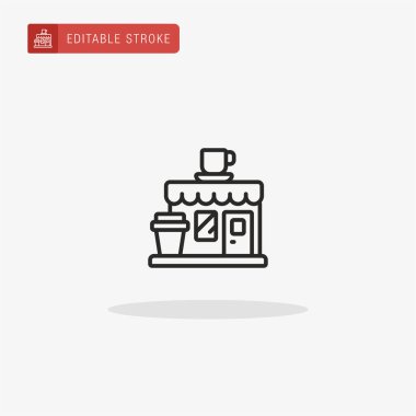 Kahve dükkanı ikon vektörü. Sunum için Kahve Dükkanı simgesi.