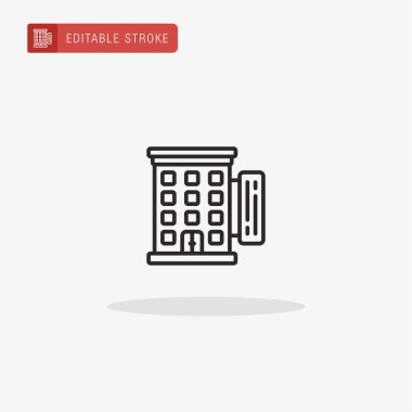 Otel ikon vektörü. Sunum için otel simgesi.