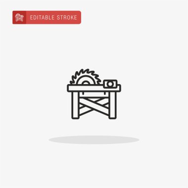 Testere değirmeni ikon vektörü. Sunum için bıçkıhane simgesi.