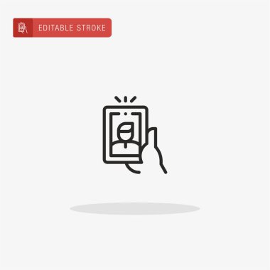 Selfie ikon vektörü. Sunum için selfie simgesi.