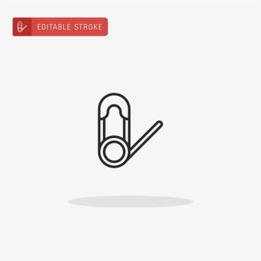 Güvenli Pin ikon vektörü. Sunum için Güvenlik iğnesi simgesi.