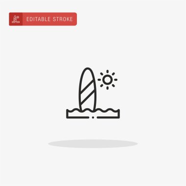 Sörf tahtası ikon vektörü. Sunum için sörf tahtası simgesi.