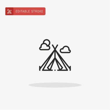 Çadır ikonu vektörü. Sunum için çadır simgesi.