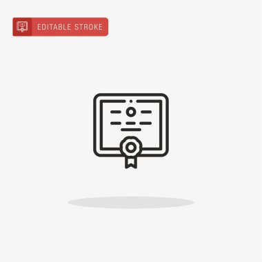 Diploma ikon vektörü. Sunum için diploma simgesi.