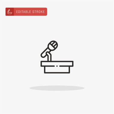 Mikrofon ikon vektörü. Sunum için mikrofon simgesi.