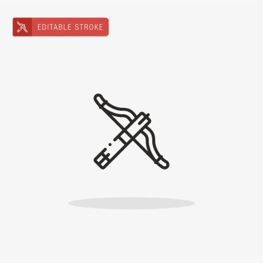 Tatar yayı ikon vektörü. Sunum için Crossbow simgesi.