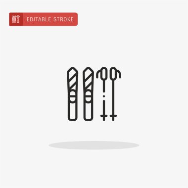 Kayak ikonu vektörü. Sunum için kayak simgesi.