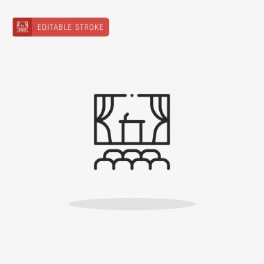 Sahne ikonu vektörü. Sunum için sahne simgesi.