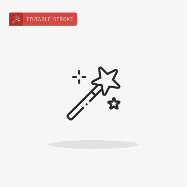 Sihirli değnek ikonu vektörü. Sunum için sihirli değnek simgesi.