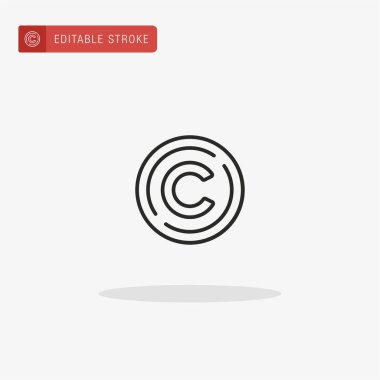 Telif hakkı simgesi vektörü. Sunum için telif hakkı simgesi.