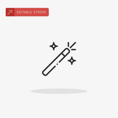 Sihirli değnek ikonu vektörü. Sunum için sihirli değnek simgesi.