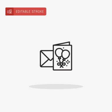 Doğum günü kartı ikon vektörü. Sunum için doğum günü kartı simgesi.