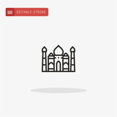 Taj Mahal ikon vektörü. Sunum için Taj Mahal simgesi.