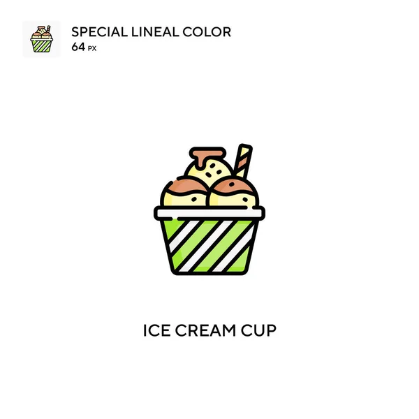 Taza Helado Icono Vector Simple Iconos Taza Helado Para Proyecto — Vector de stock