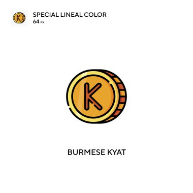 Birmanyalı kyat Basit vektör simgesi. İş projeniz için Birmanya kyat simgeleri
