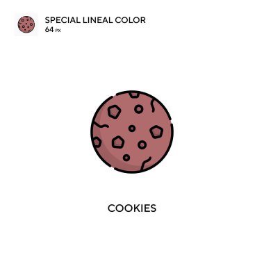 Kurabiyeler özel doğrusal renk vektör simgesi. İş projeniz için kurabiye simgeleri