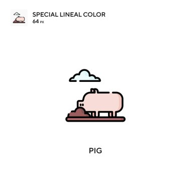 Domuz Özel Çizgisel Renk Vektörü simgesi. İş projeniz için domuz simgeleri