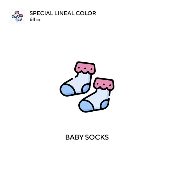 Babysockor Speciella Linjal Färg Vektor Ikon Baby Strumpor Ikoner För — Stock vektor