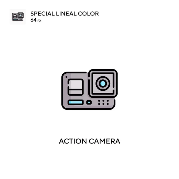 Action Kamera Spezielles Lineares Farbvektorsymbol Action Kamera Symbole Für Ihr — Stockvektor