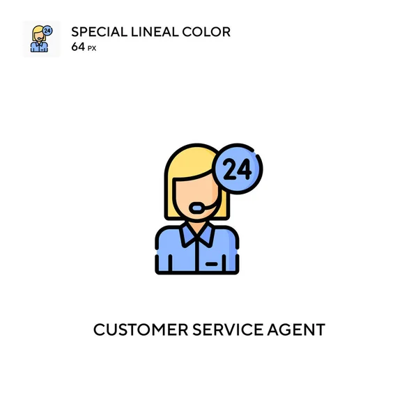 Agente Servicio Cliente Icono Vector Color Lineal Especial Iconos Agente — Archivo Imágenes Vectoriales