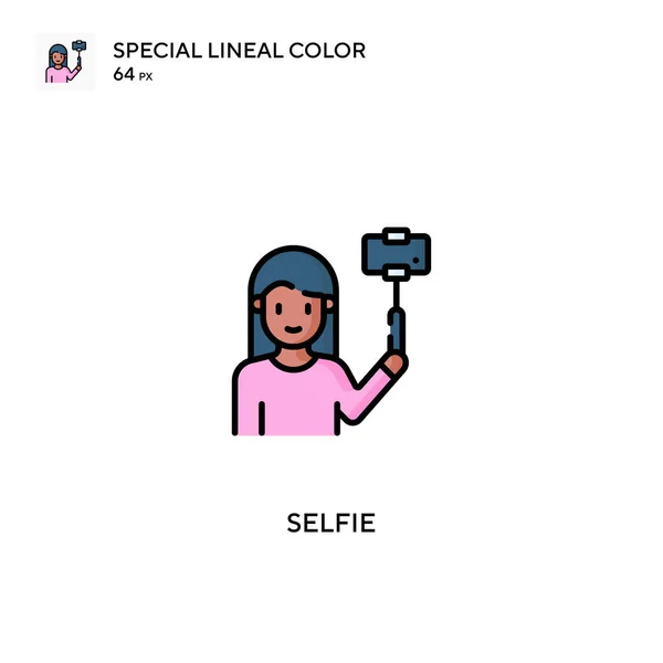 Selfie Speciale Icona Vettoriale Colore Lineare Icone Selfie Tuo Progetto — Vettoriale Stock