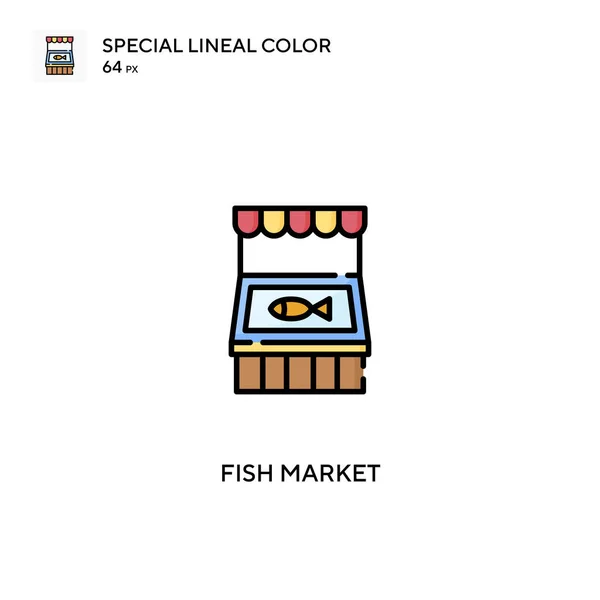 Mercado Pescado Icono Especial Vector Color Lineal Iconos Del Mercado — Vector de stock