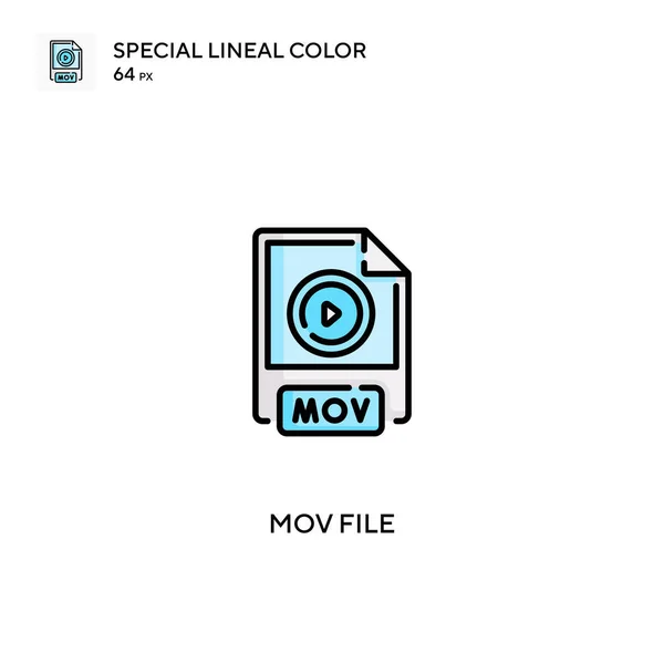 Plik Filmowy Specjalna Ikona Wektora Koloru Liniowego Ikony Plików Mov — Wektor stockowy