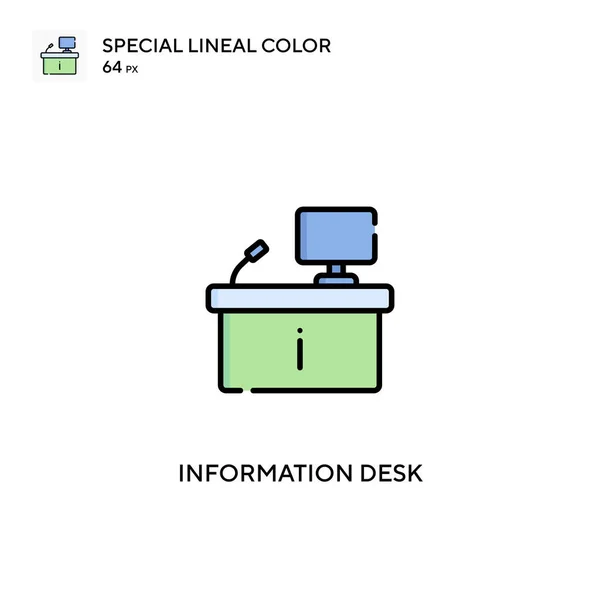 情報デスクの特殊線型カラーベクトルアイコン ビジネスプロジェクトの情報デスクアイコン — ストックベクタ