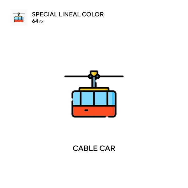 Cable Car Special Lineal Χρώμα Διάνυσμα Εικονίδιο Εικονίδια Τελεφερίκ Για — Διανυσματικό Αρχείο