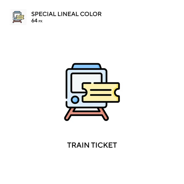 Tågbiljett Speciell Linjal Färg Vektor Ikon Tågbiljett Ikoner För Ditt — Stock vektor