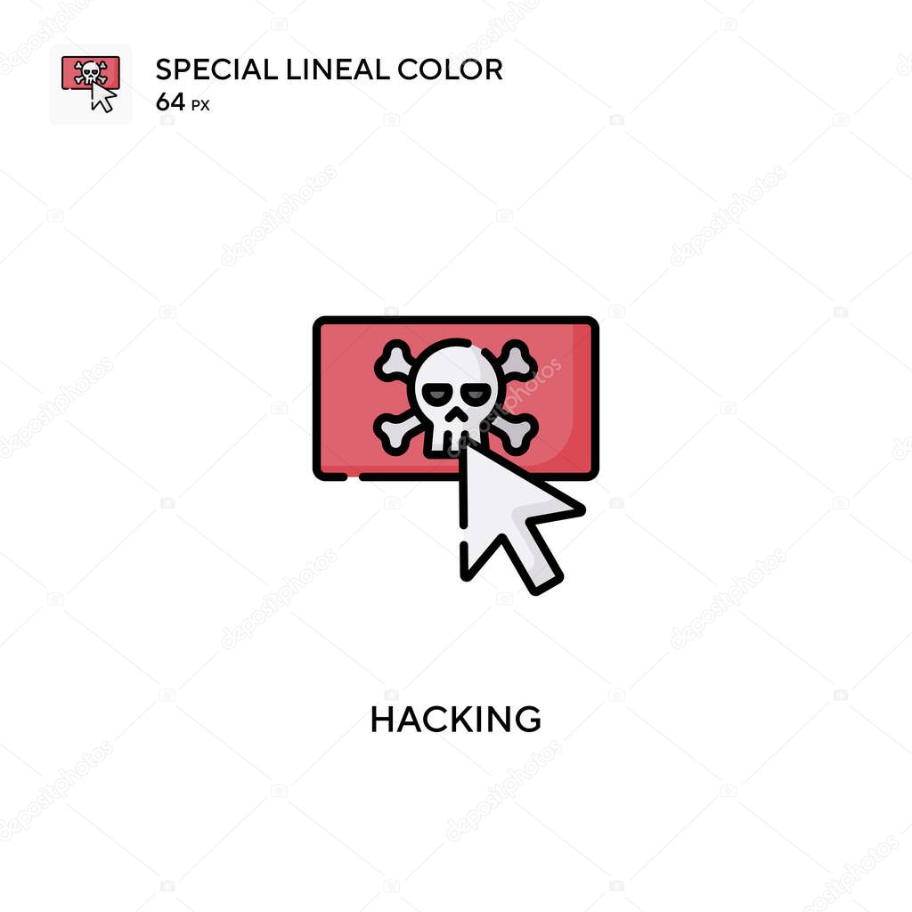 Hacking special lineal color vector icon. Hacking icons for your business project