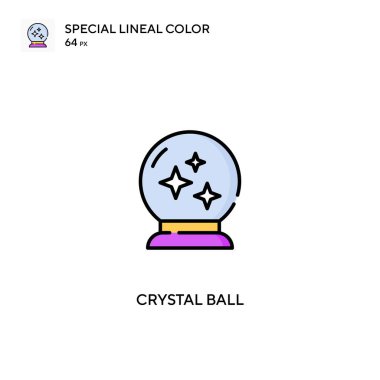 Kristal küre özel doğrusal renk vektör simgesi. İş projeniz için kristal küre simgeleri