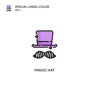 Sihirli şapka özel doğrusal renk vektör simgesi. İş projeniz için sihirli şapka simgeleri