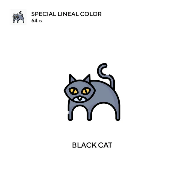 Fekete Macska Különleges Lineáris Szín Vektor Ikon Fekete Macska Ikonok — Stock Vector