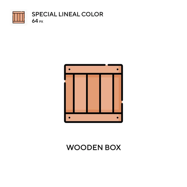 Caja Madera Icono Especial Vector Color Lineal Iconos Caja Madera — Vector de stock
