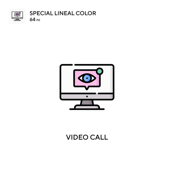 Videóhívás Speciális Lineáris Színvektor Ikon Videohívás Ikonok Üzleti Projektjéhez — Stock Vector