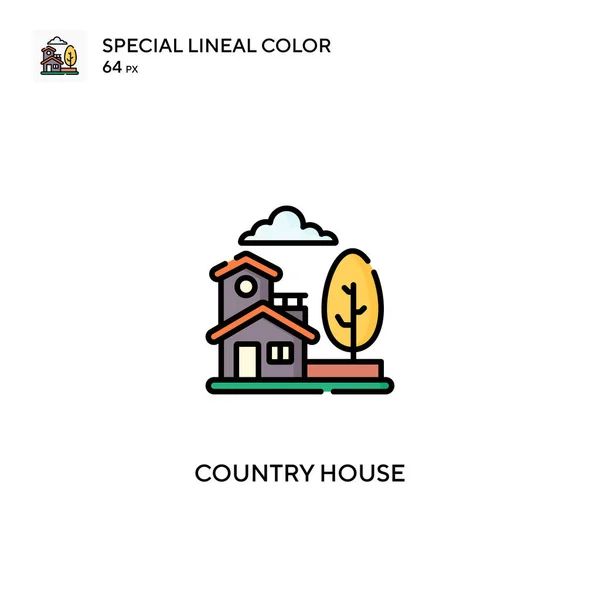 Country Hus Speciella Linjal Färg Vektor Ikon Country House Ikoner — Stock vektor
