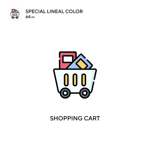 Carrito Compras Icono Especial Vector Color Lineal Iconos Carrito Compras — Vector de stock