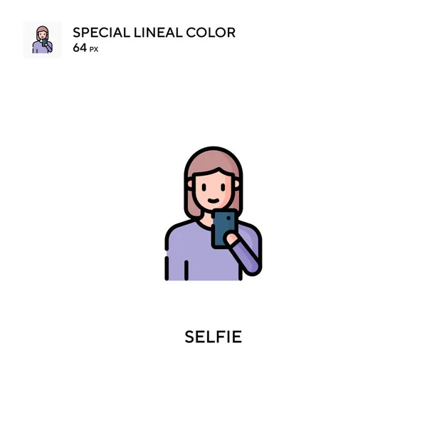 Selfie Speciale Icona Vettoriale Colore Lineare Icone Selfie Tuo Progetto — Vettoriale Stock