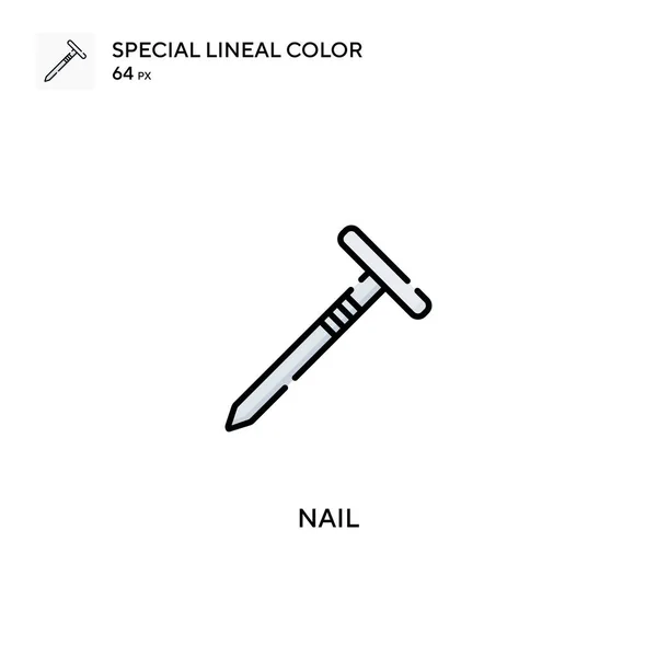 Clavo Icono Especial Vector Color Lineal Iconos Uñas Para Proyecto — Vector de stock