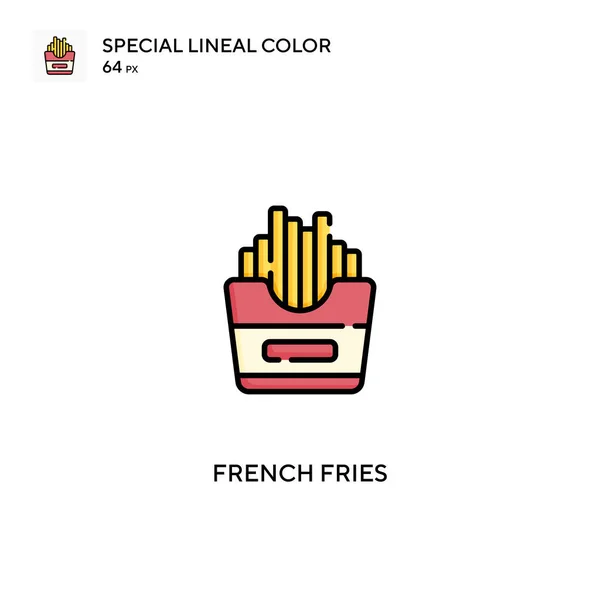 Frites Icône Vectorielle Couleur Linéaire Spéciale Icônes Frites Pour Votre — Image vectorielle