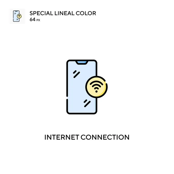 Conexão Internet Ícone Vetorial Cor Linear Especial Ícones Conexão Com — Vetor de Stock