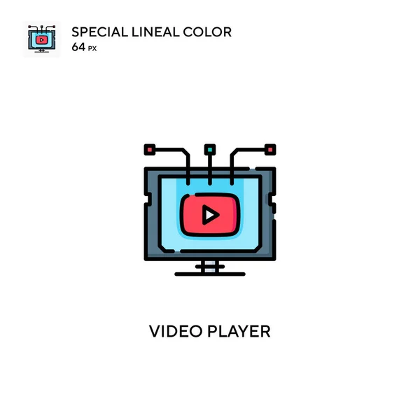 Reproductor Vídeo Icono Especial Vector Color Lineal Iconos Reproductor Vídeo — Vector de stock