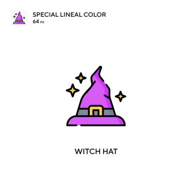 Cadı şapkası özel doğrusal renk vektör simgesi. İş projeniz için cadı şapkası simgeleri