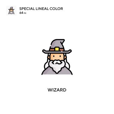Büyücü özel doğrusal renk vektör simgesi. İş projeniz için sihirbaz simgeleri